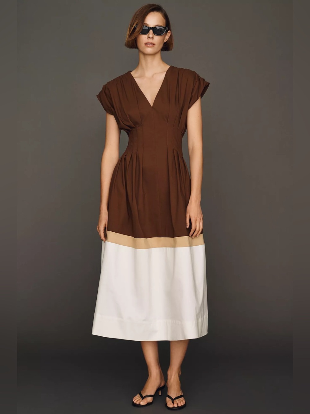Exquise Pleated Short-Sleeve Twofer Midi Dress size 1X
